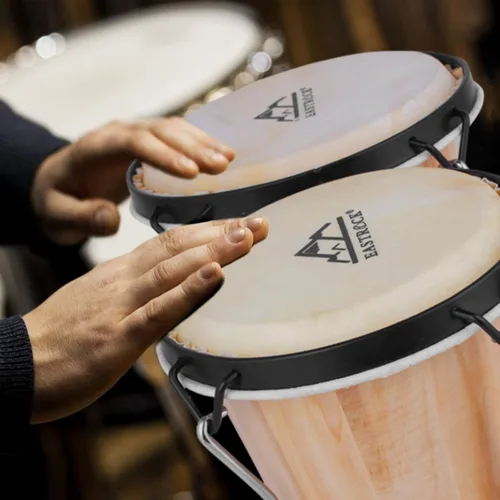 Miniatura 7 de EastRock Bongo - Juego de tambor de 6 y 7 pulgadas para adultos, principiantes, profesionales, instrumentos de percusión de madera y metal con bolsa