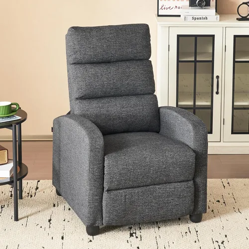 Miniatura 9 de Furnimart Small Manual Recliner Chair for Compact Spaces, Overstuffed Chenille, Chunky Cushion, Comfortable Single Sofa Recliner for Adults, Ideal