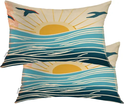Miniatura 112 de Fundas de almohada con diseño de pinos y pájaros, bayas rojas, hojas de acebo, fondo beige, funda de cojín de mezcla digital, funda de almohada