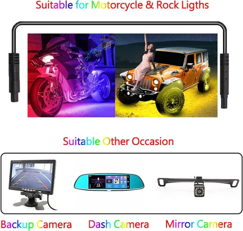 Miniatura 5 de 4 piezas de cable de extensión para luces LED de roca, cable de extensión LED de 4 pines, kits de acento de neón RGB para extensión de luces LED