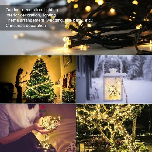 Miniatura 4 de Guirnalda de luces negras de hadas con función de memoria. Extensión de 33 pies con 100 luces LED enchufables, acogedoras decoraciones blancas