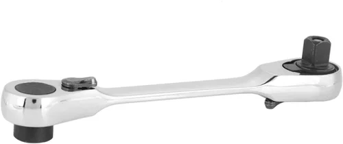 Llave de trinquete plateada rechoncha – Mini llave de trinquete de doble cabeza de 1/4 pulgadas y destornillador de punta de destornillador de 72