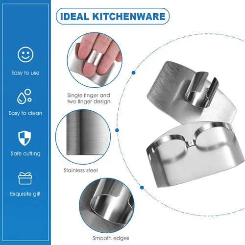 Miniatura 3 de CHENGU 9 Piezas Protector de Dedos para Cortar Vegetales, Protector de Acero Inoxidable, Cuchillo, Peladores de Pulgar, Soporte para Cebolla