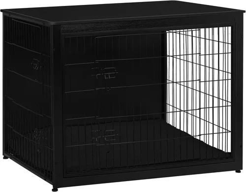 Miniatura 41 de DWANTON Mueble de jaula para perros con cojín, mesa de madera para perros con puertas dobles, casa de perro de interior, tamaño pequeño, mediano