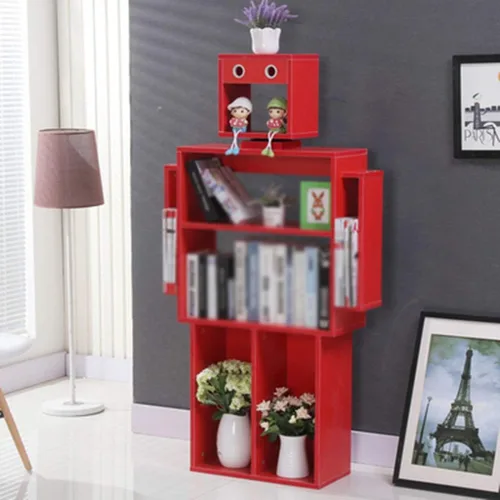 Miniatura 2 de Organizador de libros para niños, estante de exhibición de libros para niños, robot creativo, estante de piso en la sala de estar, tablero de alta