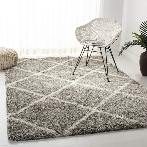 Miniatura 95 de SAFAVIEH - Alfombra de la colección Hudson Shag, diseño de enrejado moderno, no desprende pelusa y fácil de cuidar, 2 pulgadas de grosor, ideal