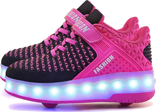 Miniatura 10 de AIkuass Zapatos con ruedas LED y USB recargables, zapatillas de patinaje con luces para niños y niñas
