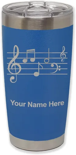 Miniatura 36 de LaserGram Vaso aislado al vacío de 20 onzas, personal de música, grabado personalizado incluido (negro)