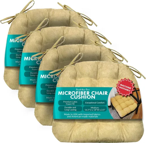 Miniatura 28 de Barnett Almohadilla para silla de comedor con lazos. Gamuza microfibra, microgamuza, reversible, relleno de espuma de látex, se puede lavar a Negro