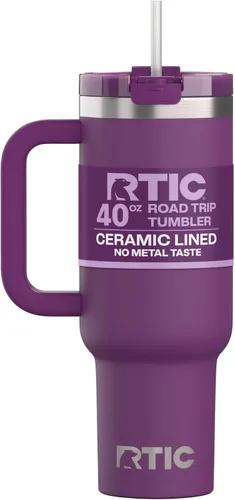 Miniatura 37 de RTIC Vaso Tumbler de Viaje por Carretera de 30 oz con Doble Pared Revestido de Cerámica Aislado Taza Portátil de Café de Viaje de Acero Inoxidable