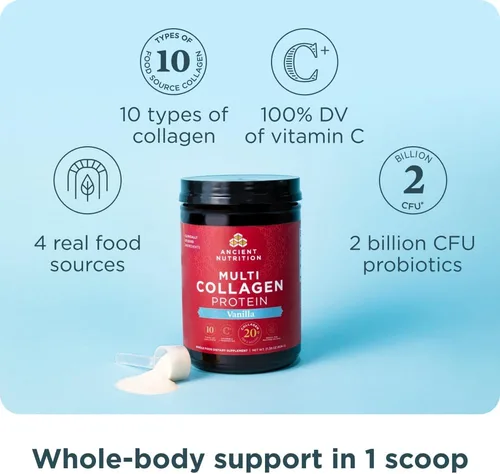 Miniatura 3 de Ancient Nutrition Proteína de suero en polvo alimentada con hierba, grano de vainilla, 35 porciones + polvo de péptidos de proteína de colágeno