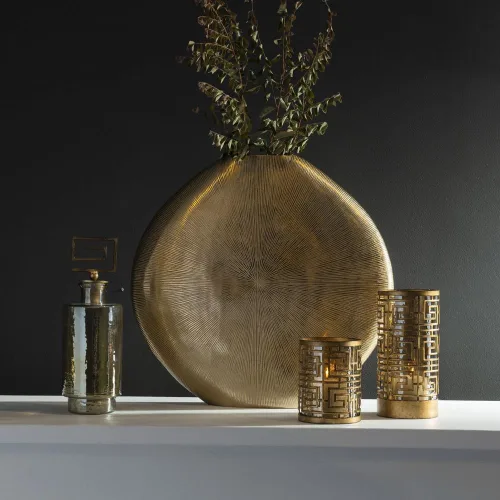 Miniatura 6 de Uttermost Gretchen - Jarrón moderno dorado acanalado de 23 pulgadas de alto