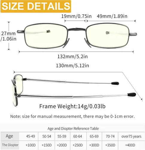 Miniatura 5 de Folding Reading Glasses Blue Light Blocking, Soft Nose Pad Spring Hinge Portable Thin Readers for Men Women 3 Pack