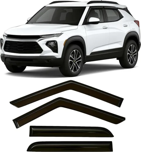 Miniatura 17 de 2019-2023 Deflectores de ventana laterales tintados para Ford Ranger SuperCrew XL XLT Lariat con protectores de lluvia adhesivos, tonos ahumados