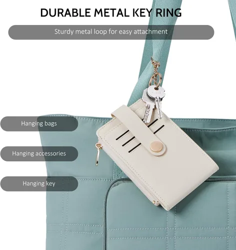 Miniatura 6 de POIUGOYA Billetera delgada para mujer, con bloqueo RFID, plegable, tarjetero con cremallera y bolsillo para monedas, ventana para identificación