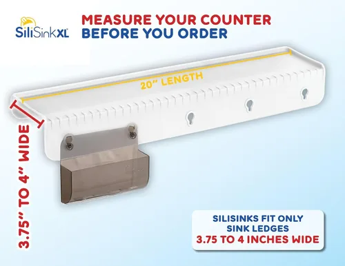 Miniatura 2 de SiliSink XL Protector de borde de silicona para fregadero de cocina, se adapta a 3.75 a 4 pulgadas de ancho, el protector de piedra original
