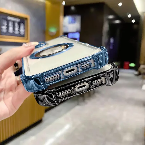 Miniatura 4 de Funda magnética transparente para iPhone 13 Pro, lujo brillante en las cuatro esquinas, protección de grado militar a prueba de golpes con protector