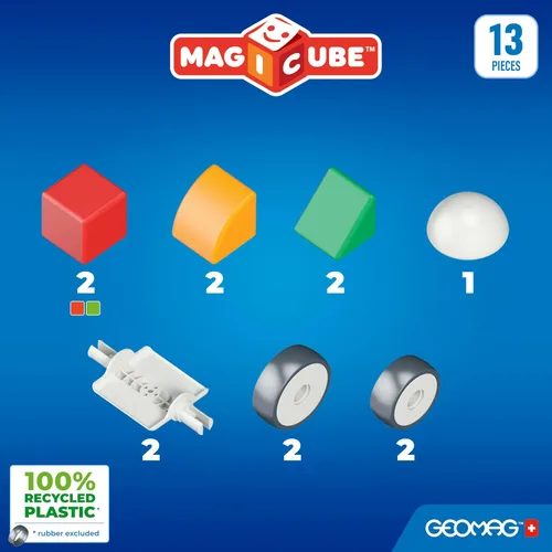 Miniatura 3 de Geomag Magicube 13 bloques magnéticos – Bloques de construcción magnéticos para niños de 1 a 3 años, juguetes Montessori para niños de 1 año