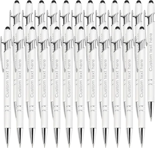 Miniatura 46 de Bolígrafos personalizados a granel con punta de lápiz capacitivo, bolígrafos personalizados de 0.020 in con nombre, logotipo o mensaje grabado