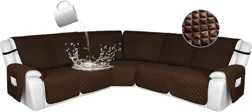 Miniatura 50 de HDCAXKJ Fundas de sofá seccional reclinable 100% impermeable, forma de L, funda de sofá reclinable lavable acolchada suave para mascotas, perro