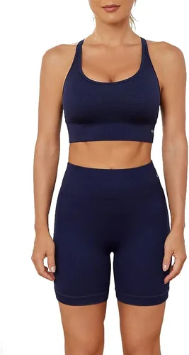 Modstreets Conjunto de yoga sin costuras de 2 piezas para mujer, brasier deportivo de entrenamiento con pantalones cortos de cintura alta, leggings