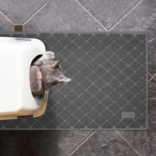 Miniatura 2 de Niubya Tapete de arena para gatos de alta calidad, tapete para caja de arena con respaldo antideslizante e impermeable, tapete atrapa arena suave