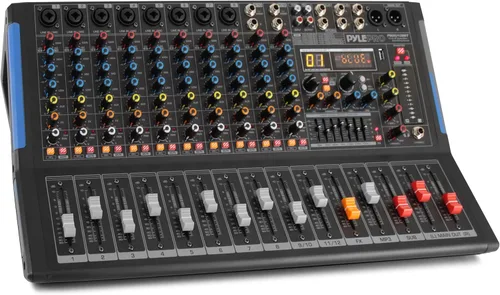 Miniatura 9 de Pyle - Mezclador de audio de estudio Bluetooth de 4 canales - Interfaz controladora de sonido DJ con unidad USB para entrada de grabación de PC