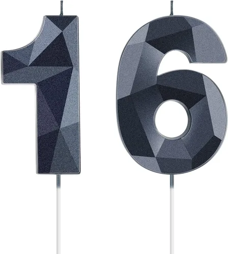 Miniatura 19 de Nuanchu Velas de cumpleaños número 10 en forma de diamante 3D, velas numeradas para pastel de cumpleaños, velas temáticas para hornear en familia