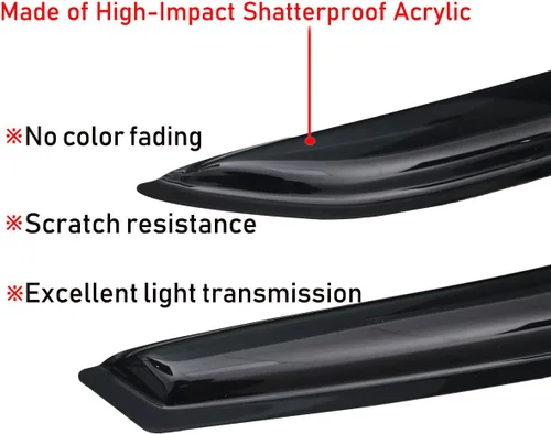 Miniatura 6 de Lightronic Visera de ventana de ventilación automática de montaje exterior extraduradera, se adapta a Jeep Patriot 2007-2017, protección UV