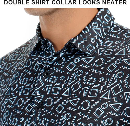Miniatura 51 de DEOLAX Camisa de golf para hombre, con estampado de moda, atlética, de manga corta, clásica, casual, ajuste seco, suave, para hombres