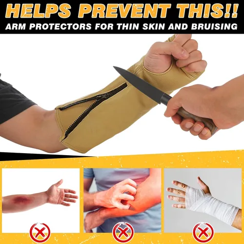 Miniatura 4 de Suhine 2 pares de protectores de brazo de cuero para soldadura, mangas de trabajo de soldadura, resistentes a cortes, protectores de brazo para piel