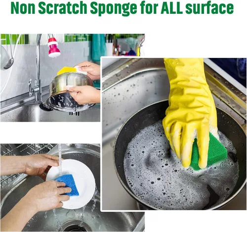 Miniatura 3 de Patelai Esponja de silicona para platos, 10 piezas, esponja de limpieza reutilizable para cocina, esponja suave para frutas y verduras