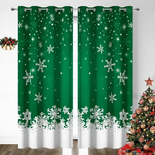 Miniatura 9 de Cortinas rojas de Navidad para sala de estar, juego de 2 paneles, cortinas de ventana de terciopelo rojo de 63 pulgadas de largo, cortinas