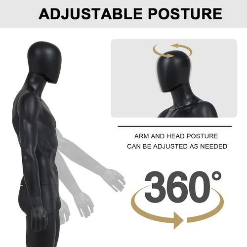 Miniatura 5 de Kinfant Maniquí Masculino de Cuerpo Completo - Modelo de Cuerpo Masculino Desmontable de 72.8" con Base de Metal, Maniquí para Venta al Detalle