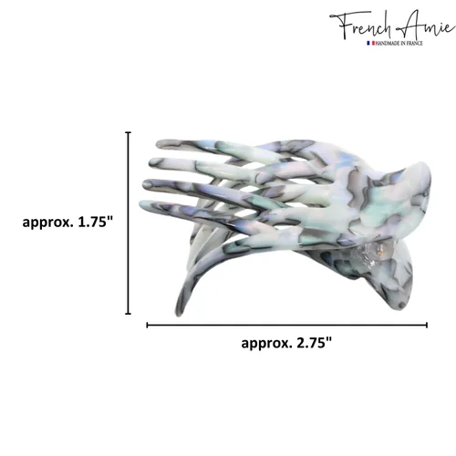 Miniatura 7 de French Amie Bear Paw Aqua Marble Pequeño 2 ¾" Celuloide hecho a mano para salón de belleza, diapositiva lateral, mandíbula de yoga