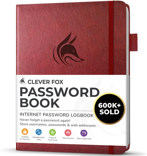 Miniatura 23 de Clever Fox - Libreta de contraseñas con pestañas alfabéticas, organizador de direcciones de Internet, tamaño grande, para inicios de sesión en Azul