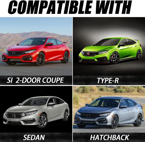 Miniatura 7 de Archaic Conjunto de faros delanteros compatible con Honda Civic 2016-2021 Sedan/Coupe/Hatchback/Type R, faros con señal de giro secuencial, DRL