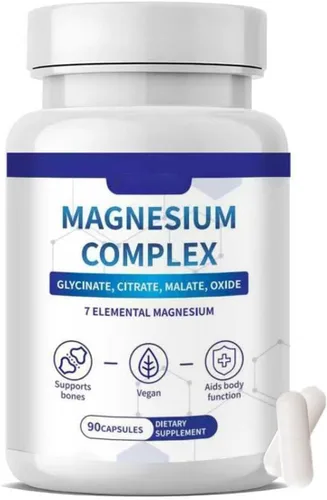Complejo de magnesio 7 Suplemento elemental de 1000 mg | Glicinato, citrato, malato para una fácil absorción | Apoya el sueño, la energía, la