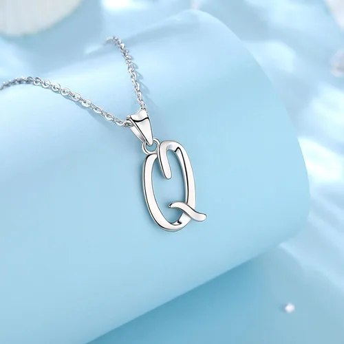Miniatura 85 de EUDORA Collares de plata esterlina con inicial para mujer, regalos clásicos de 26 letras sin cuello para niñas, hermana, madre hija, cadena de 18
