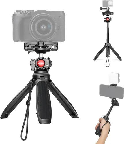 Miniatura 13 de NEEWER Palo selfie con obturador Bluetooth remoto desmontable, trípode de viaje plegable ligero para iPhone para vlogs de YouTube/TikTok