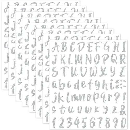 576 piezas de 8 hojas de calcomanías de letras de graduación, letras de vinilo autoadhesivas, calcomanías de números del alfabeto, calcomanías para