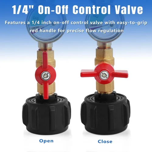 Miniatura 5 de Adaptador de repuesto de propano para tanques de 1 libra, adaptador de propano de 20 libras a 1 libra convertidor con válvula de encendido/apagado