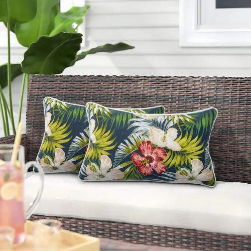 Miniatura 16 de Magpie Fabrics Paquete de 2 almohadas rectangulares lumbares impermeables para exteriores con inserto de 12 x 20 pulgadas, cojín decorativo