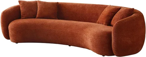 Miniatura 6 de Sofá moderno y minimalista curvado de 102 pulgadas, tapizado de tela de terciopelo de peluche, cómodo sofá de media luna de 5 plazas con 4 cojines