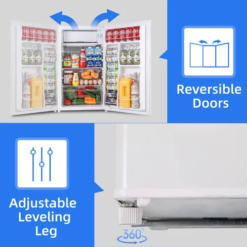 Miniatura 6 de BANGSON Mini refrigerador con congelador, 3.2 pies cúbicos, refrigerador pequeño de una sola puerta, eficiente en energía, bajo ruido, refrigerador