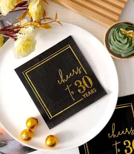 Miniatura 3 de Servilletas de cóctel para celebrar años - paquete de 50 - servilletas de cumpleaños desechables de 3 capas de 5x5 pulgadas, servilletas de papel