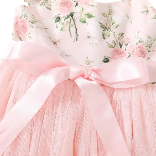 Miniatura 6 de Flofallzique Vestido de tul para niñas, floral de verano, para bodas, cumpleaños, Pascua, casual, para fiestas de té, para niños pequeños