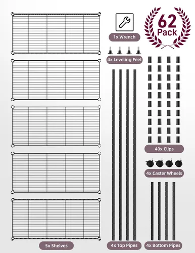 Miniatura 8 de Simple Deluxe - Estantería de almacenamiento resistente de 5 niveles, capacidad de carga de 1250 libras, 29.92" de ancho x 13.98" de profundidad x