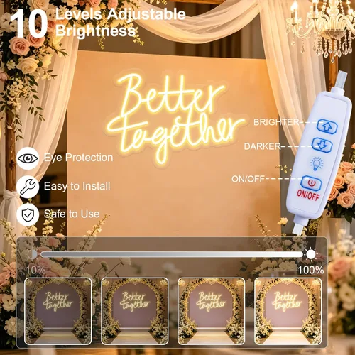 Miniatura 4 de Letrero de neón con texto en inglés "Better Togethers", decoración de pared para boda, dormitorio, Navidad, día de San Valentín, regalo