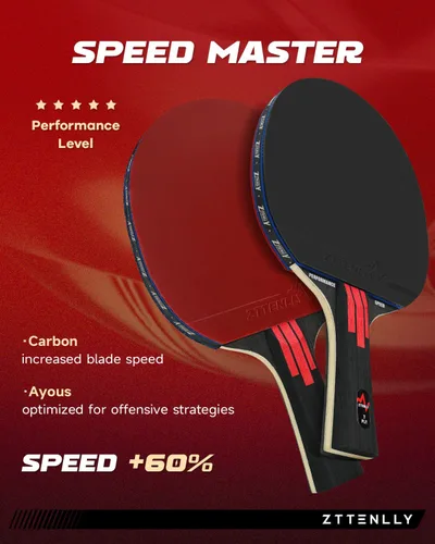 Miniatura 3 de Pala de ping pong con tecnología de carbono Serie de rendimiento, hoja de la más alta calidad de 7 capas, velocidad experta/borde/equilibrio